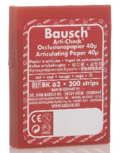 BK63 окклюзионная бумага в пластик. боксах, синяя/красная, 40 мкм, 200 полосок